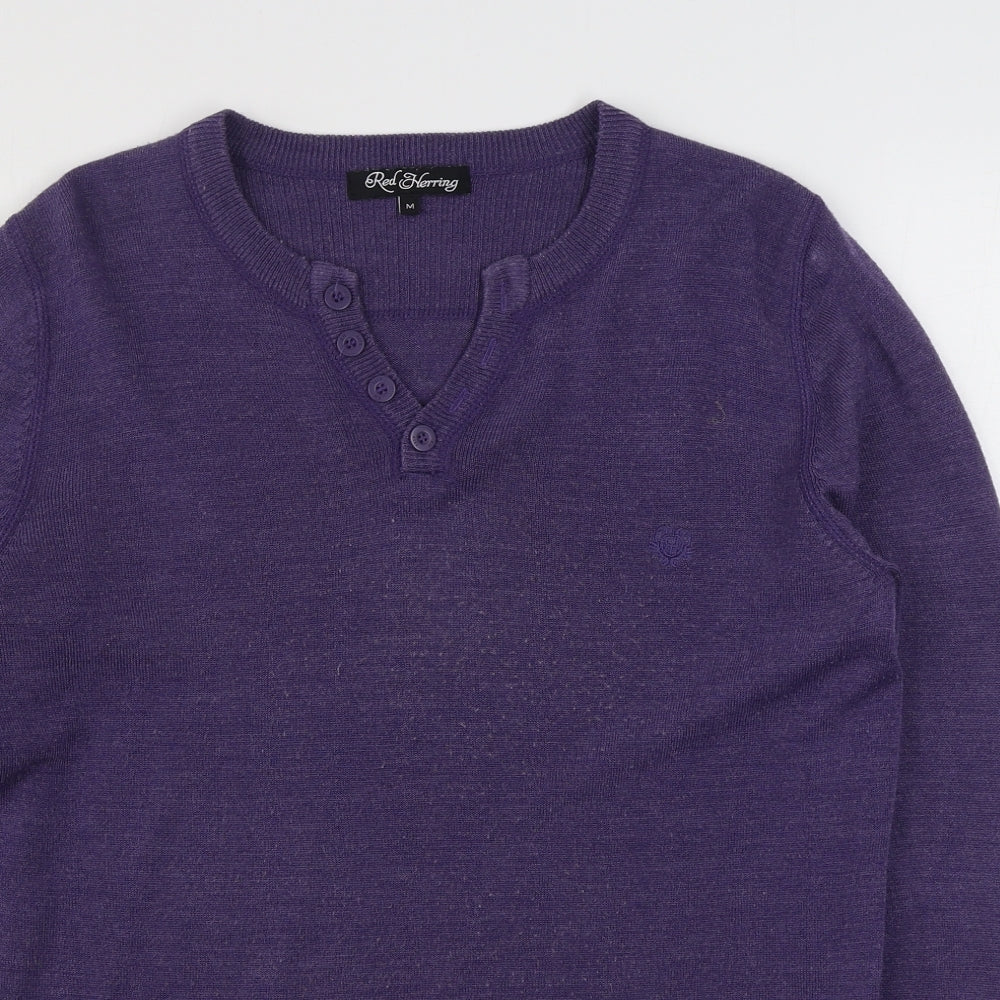Debenhams Womens Purple V-Neck  Acrylic Pullover Jumper Size M