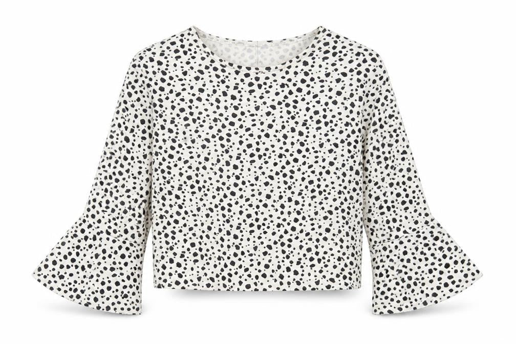 PRETTYLITTLETHING Womens White Animal Print Polyester Cropped T-Shirt Size 8 Crew Neck
