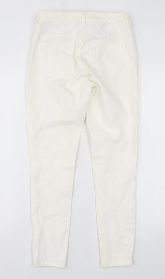 NEXT Womens White  Cotton Skinny Jeans Size 10 L26 in Regular Button