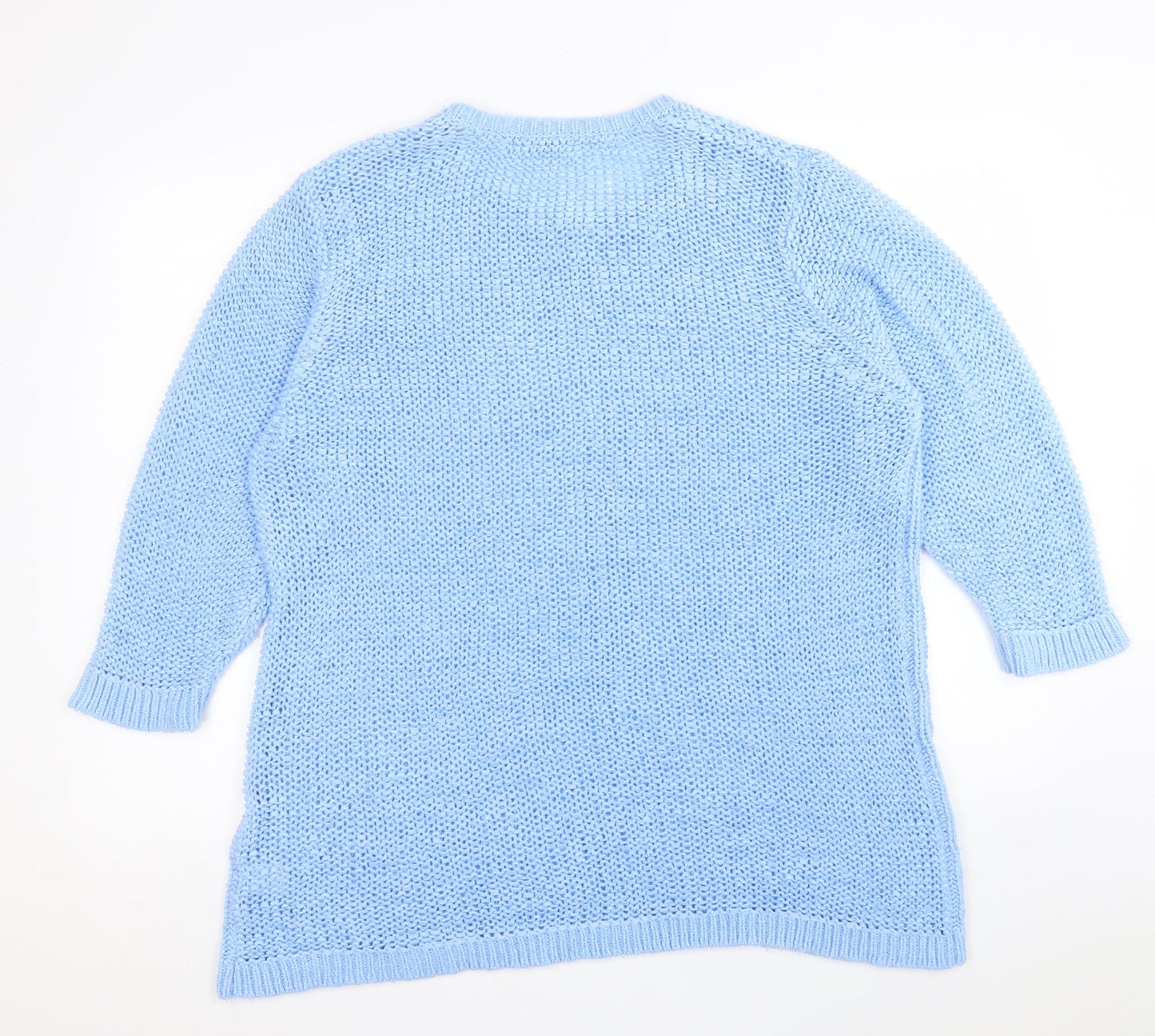 BM Collection Womens Blue Crew Neck  Acrylic Pullover Jumper Size XL