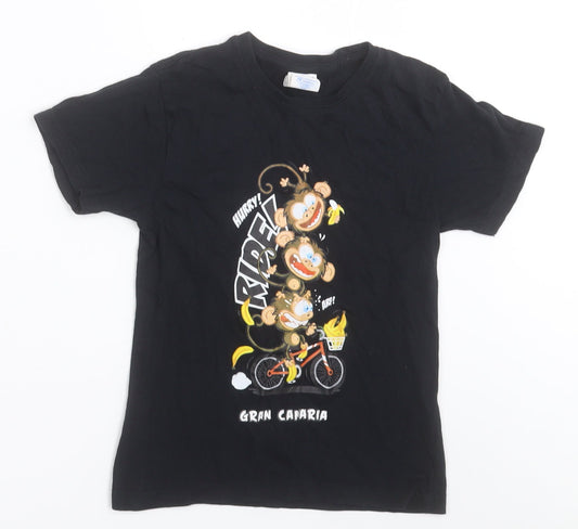JHK Boys Black  Cotton Basic T-Shirt Size 5-6 Years Crew Neck Pullover
