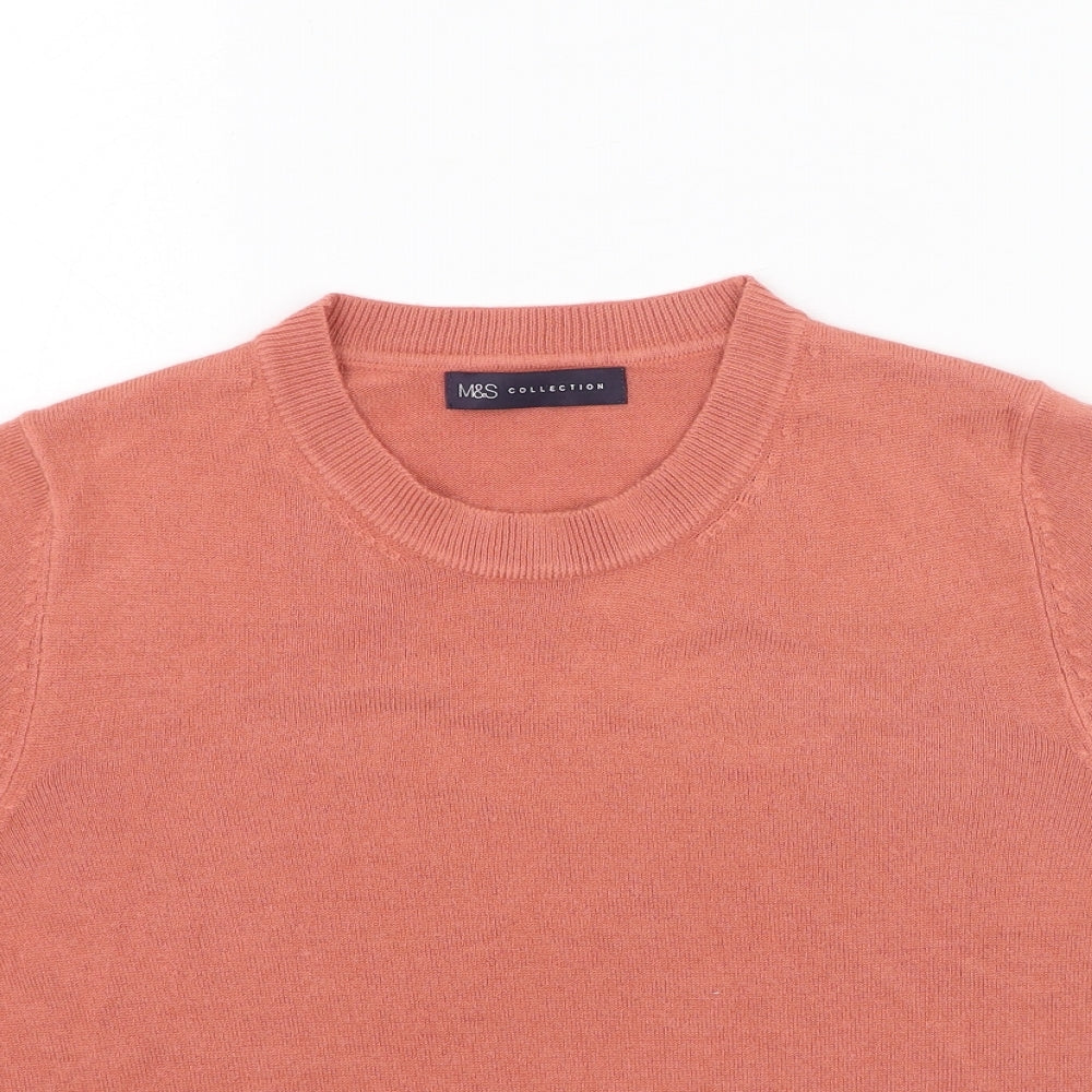 Marks and Spencer Womens Orange Round Neck  Acrylic Pullover Jumper Size 12