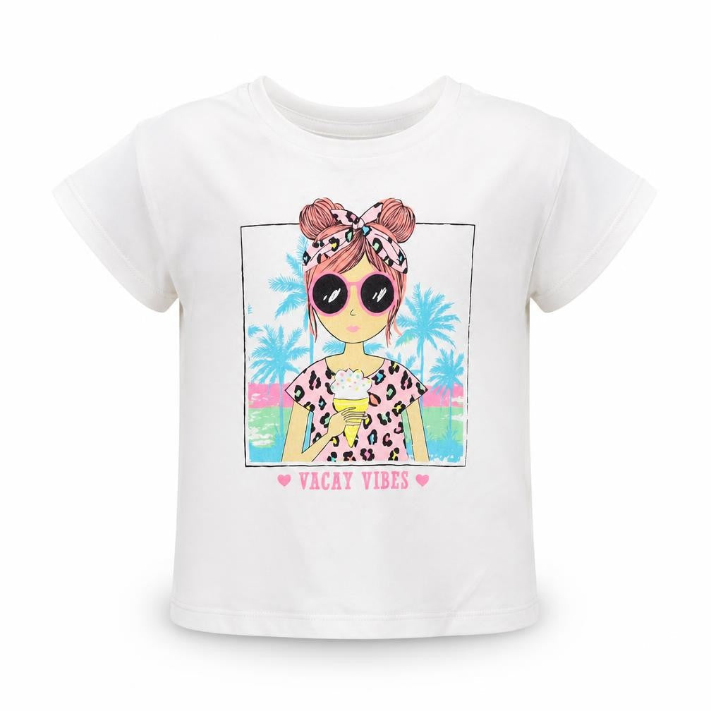 Dunnes Girls White  Cotton Basic Casual Size 4-5 Years Round Neck
