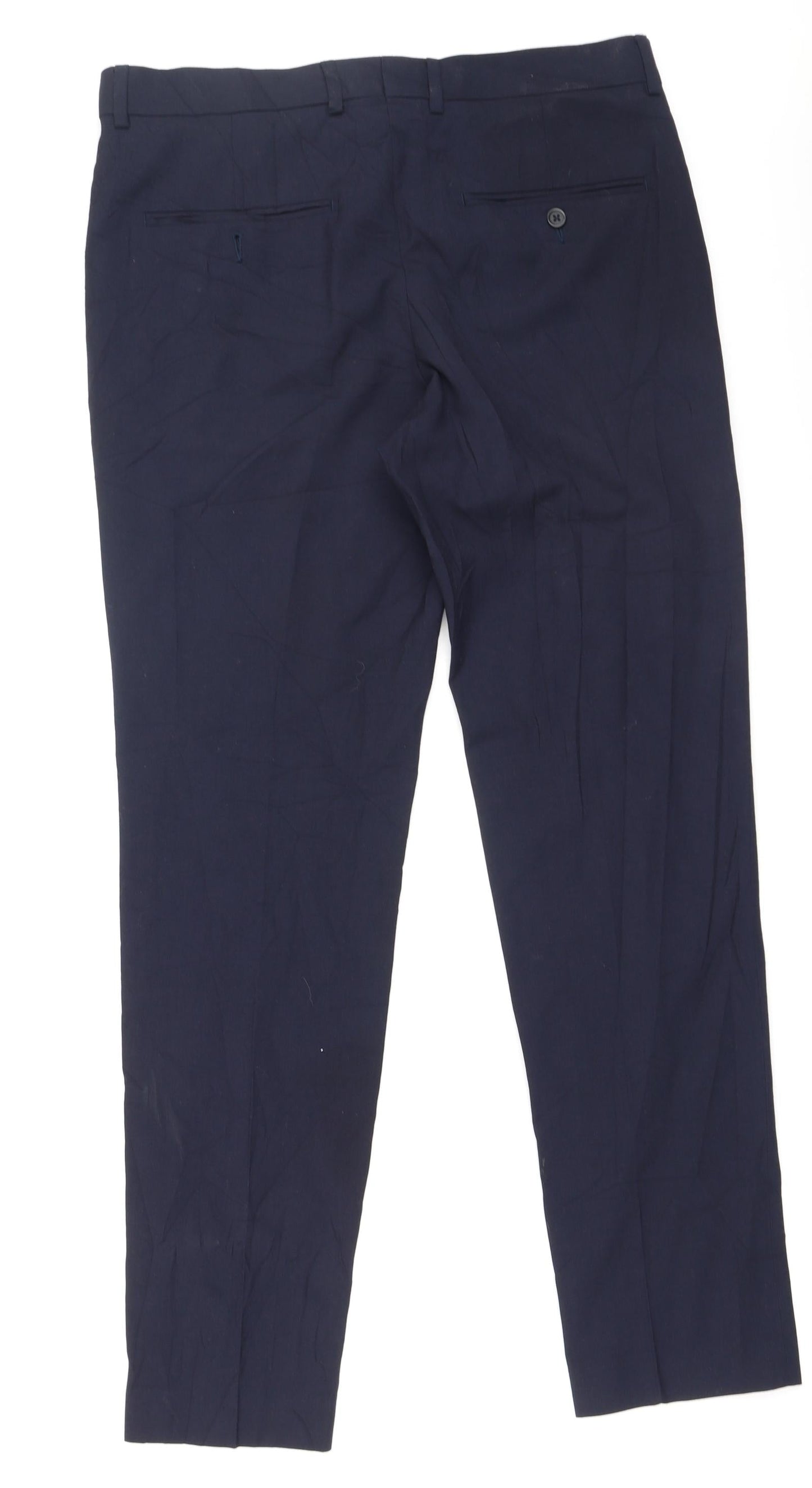 H&M Womens Blue  Viscose Trousers  Size 34 L32.5 in Regular