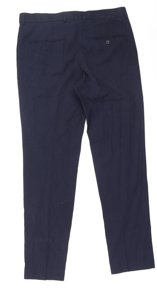 H&M Womens Blue  Viscose Trousers  Size 34 L32.5 in Regular