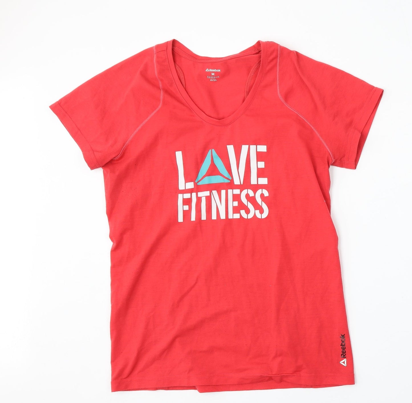 Reebok Womens Red  Polyester Basic T-Shirt Size M Round Neck