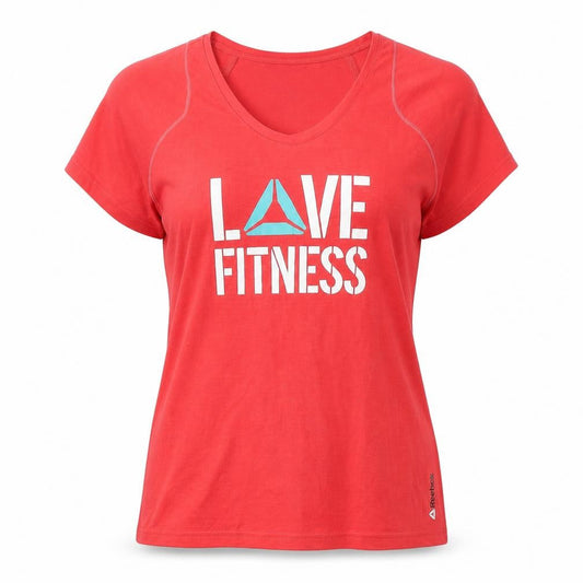 Reebok Womens Red  Polyester Basic T-Shirt Size M Round Neck