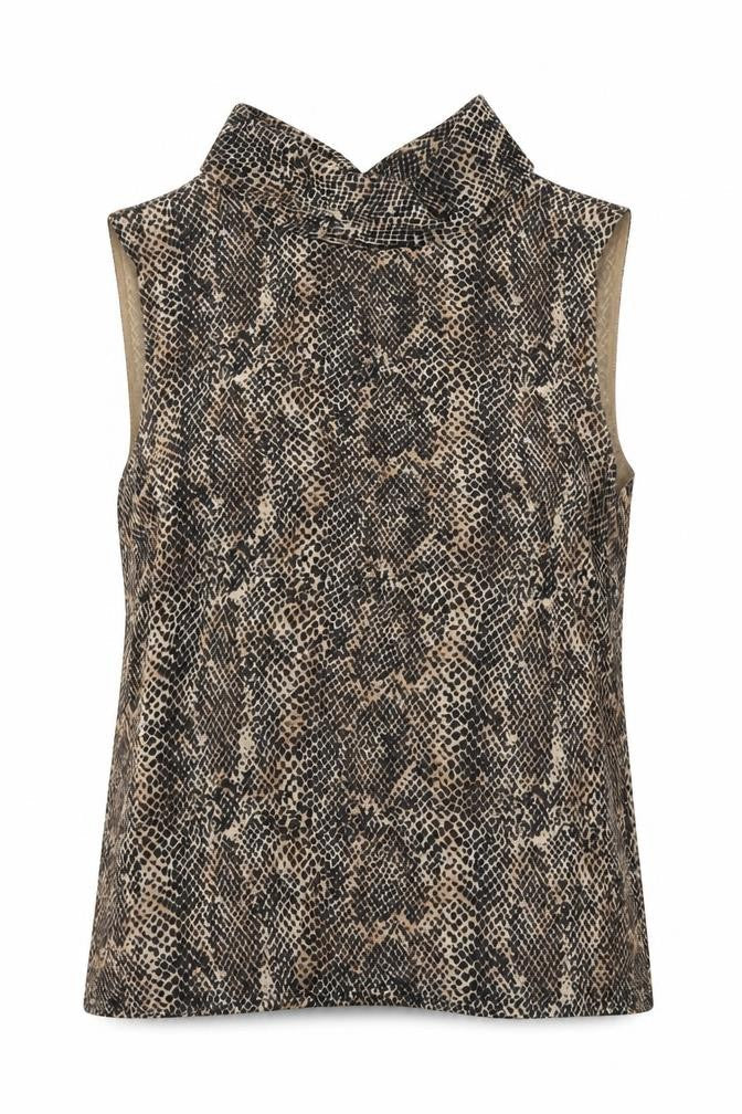 Marks and Spencer Womens Brown Geometric Viscose Basic Blouse Size 10 Collared