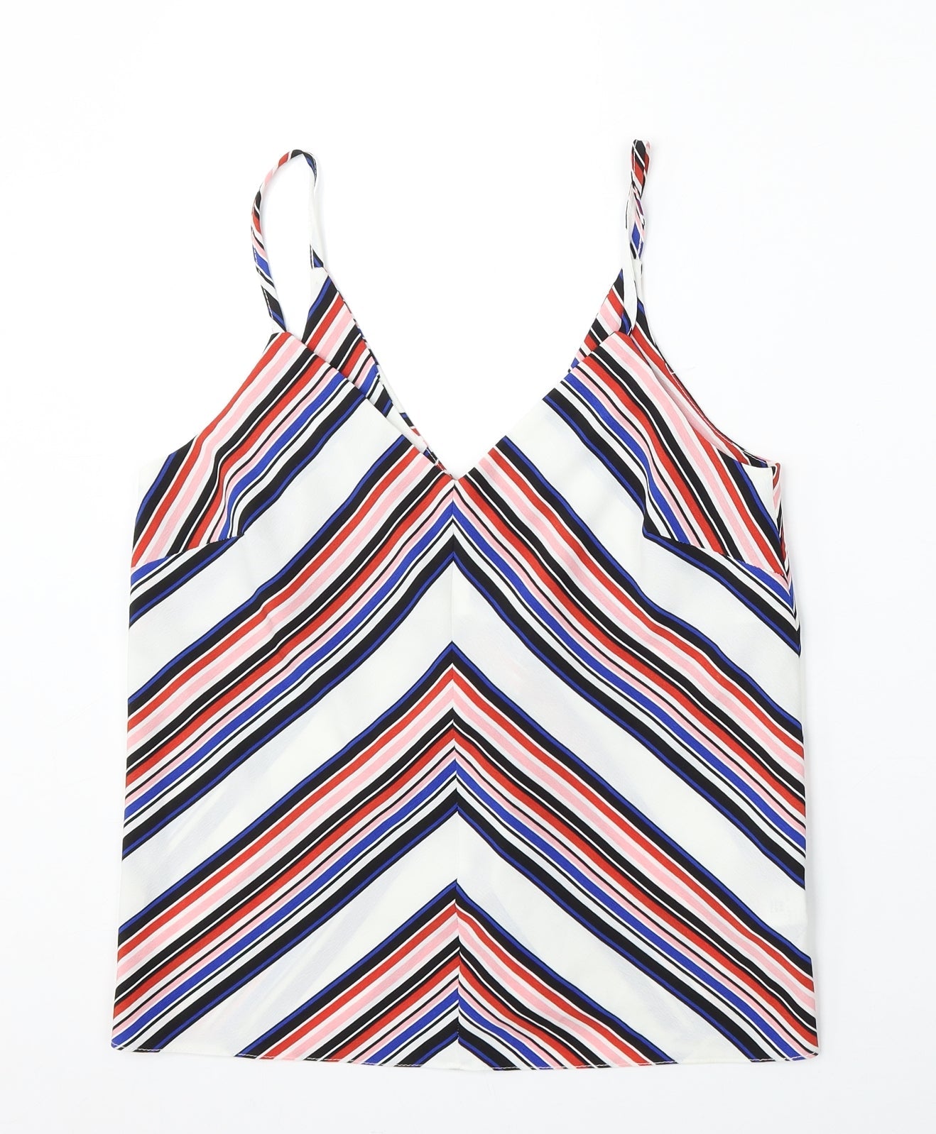 New Look Womens Multicoloured Striped Polyester Camisole Tank Size 8 V-Neck
