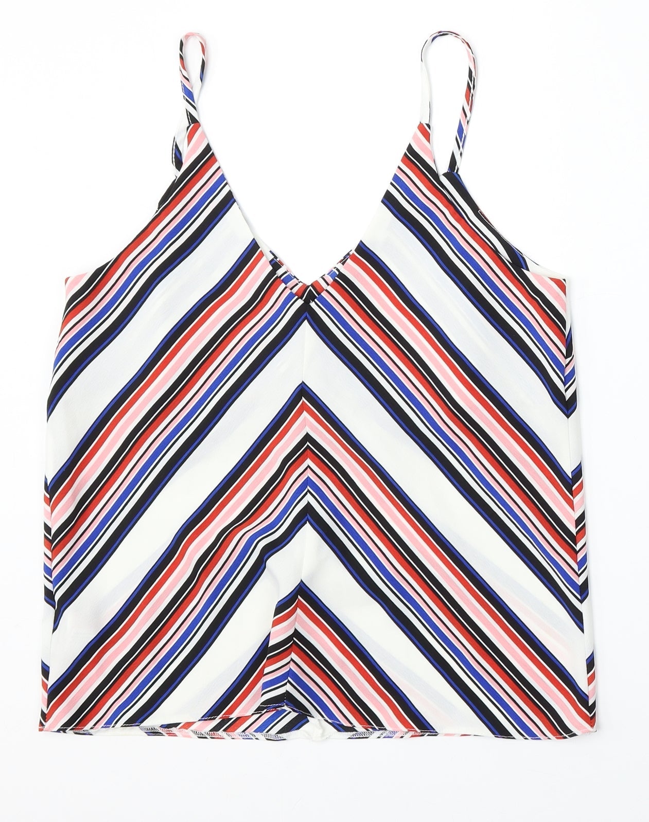 New Look Womens Multicoloured Striped Polyester Camisole Tank Size 8 V-Neck