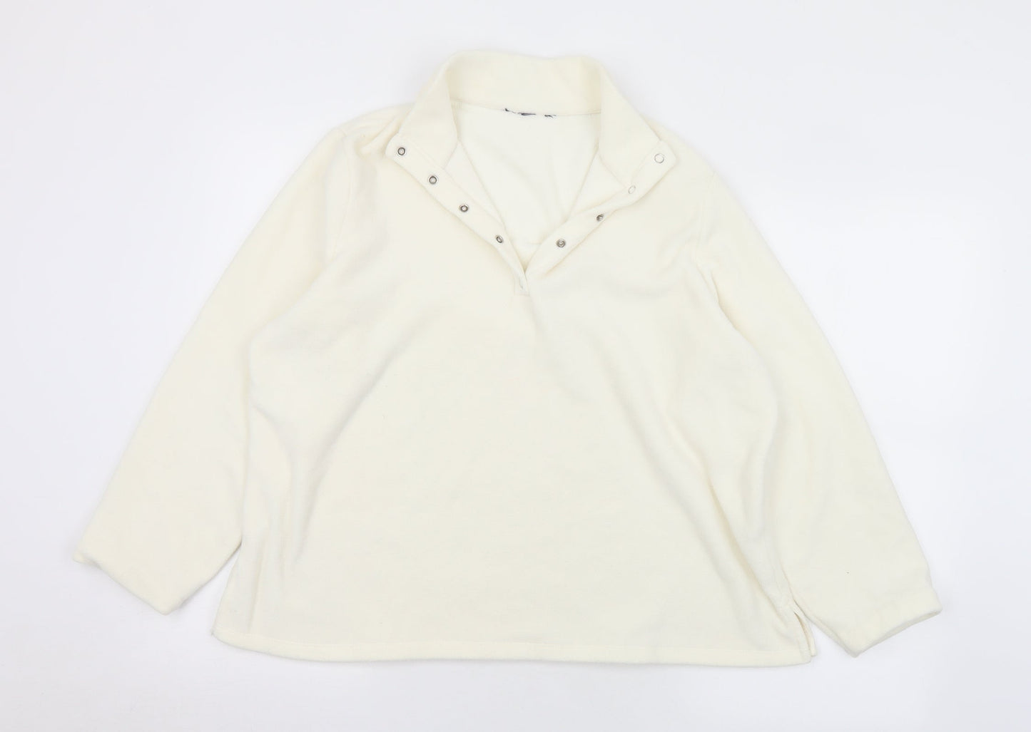 Preworn Womens White Collared  Polyester Pullover Jumper Size M