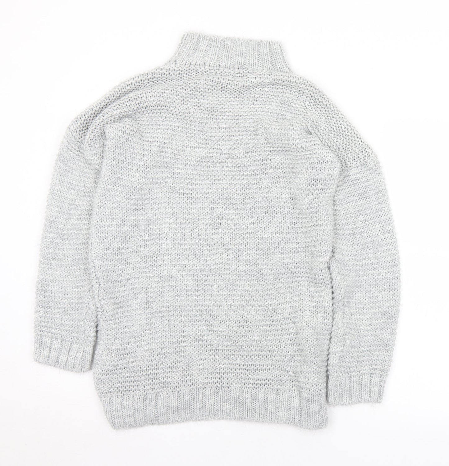 NaaNaa Womens Grey Mock Neck  Acrylic Pullover Jumper Size S