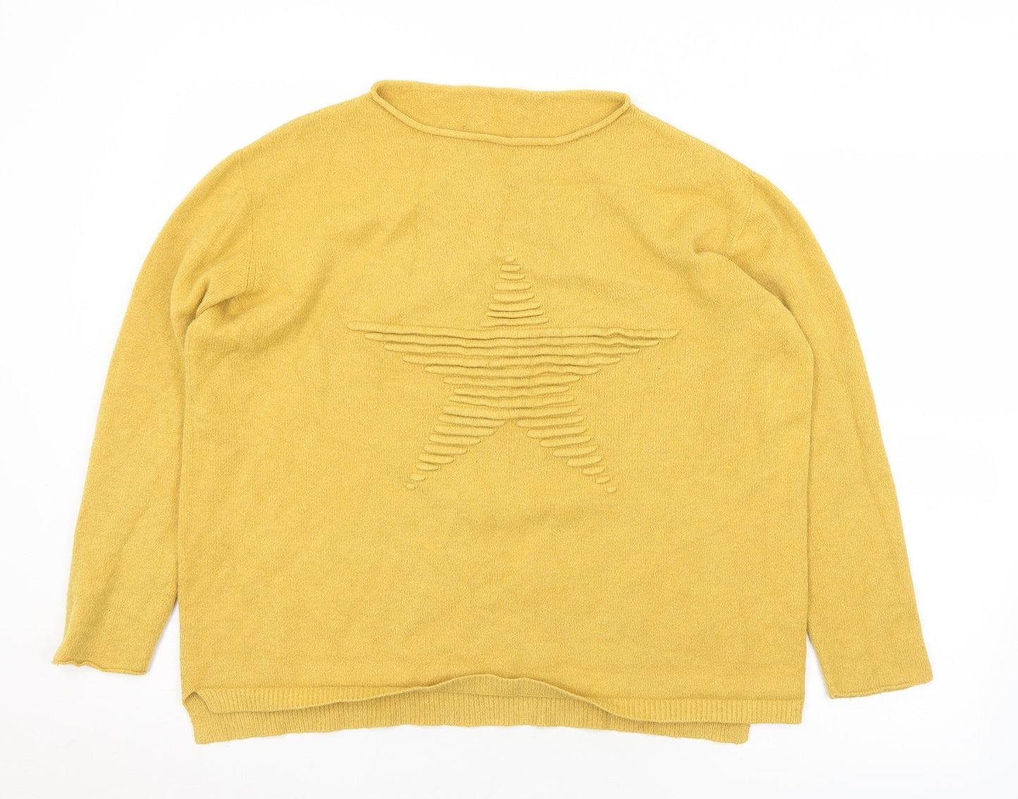 Preworn Womens Yellow Round Neck  Viscose Pullover Jumper Size M   - Star