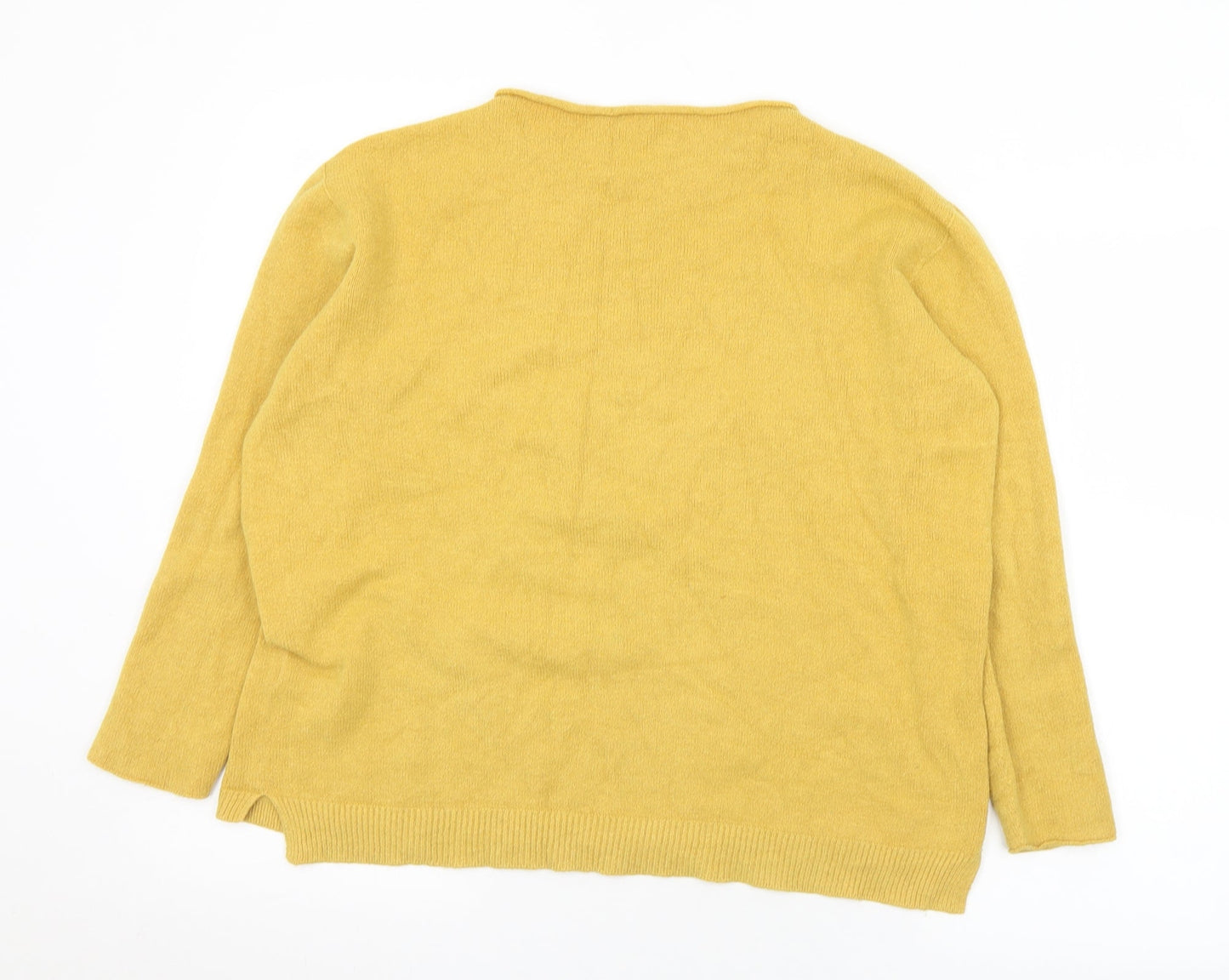 Preworn Womens Yellow Round Neck  Viscose Pullover Jumper Size M   - Star
