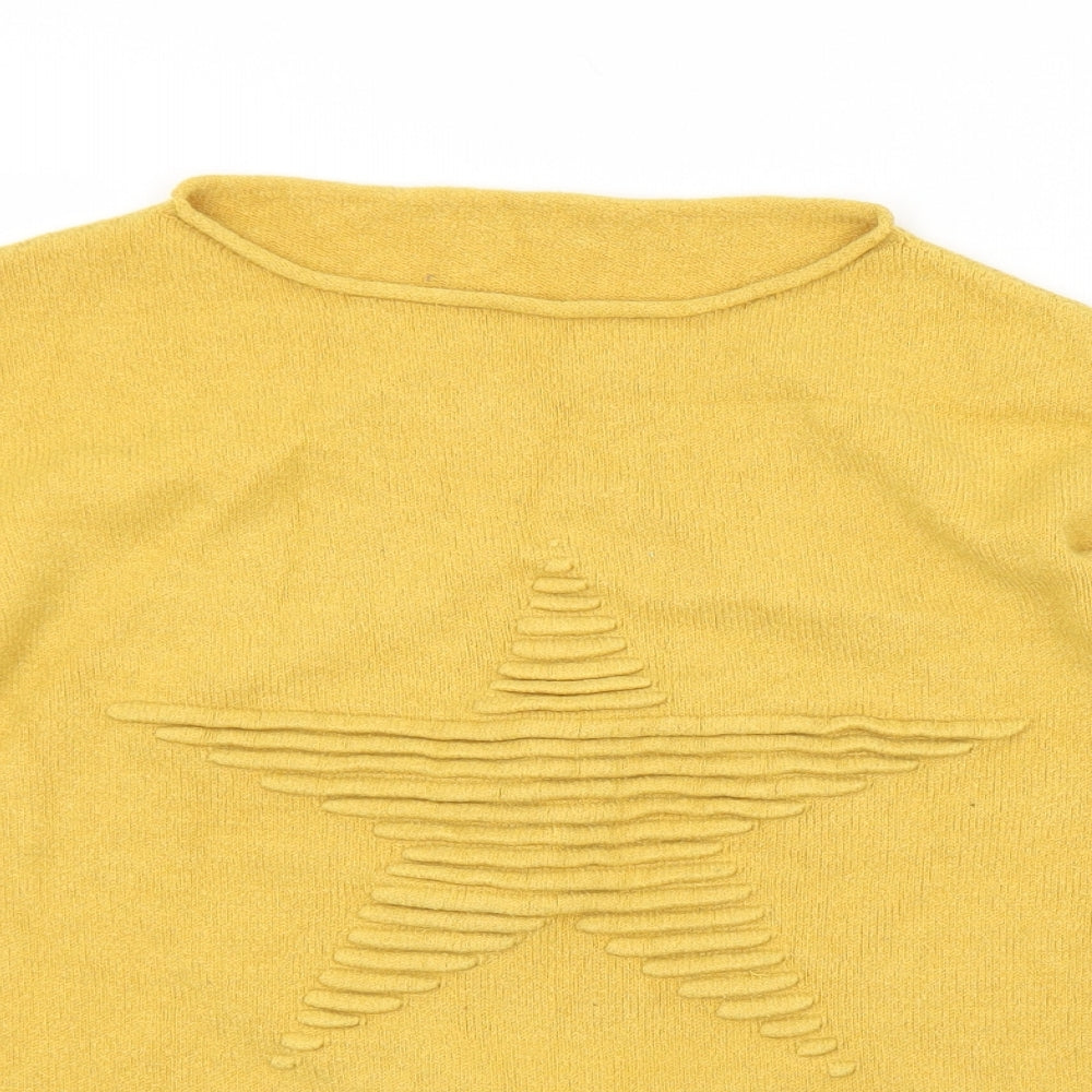 Preworn Womens Yellow Round Neck  Viscose Pullover Jumper Size M   - Star