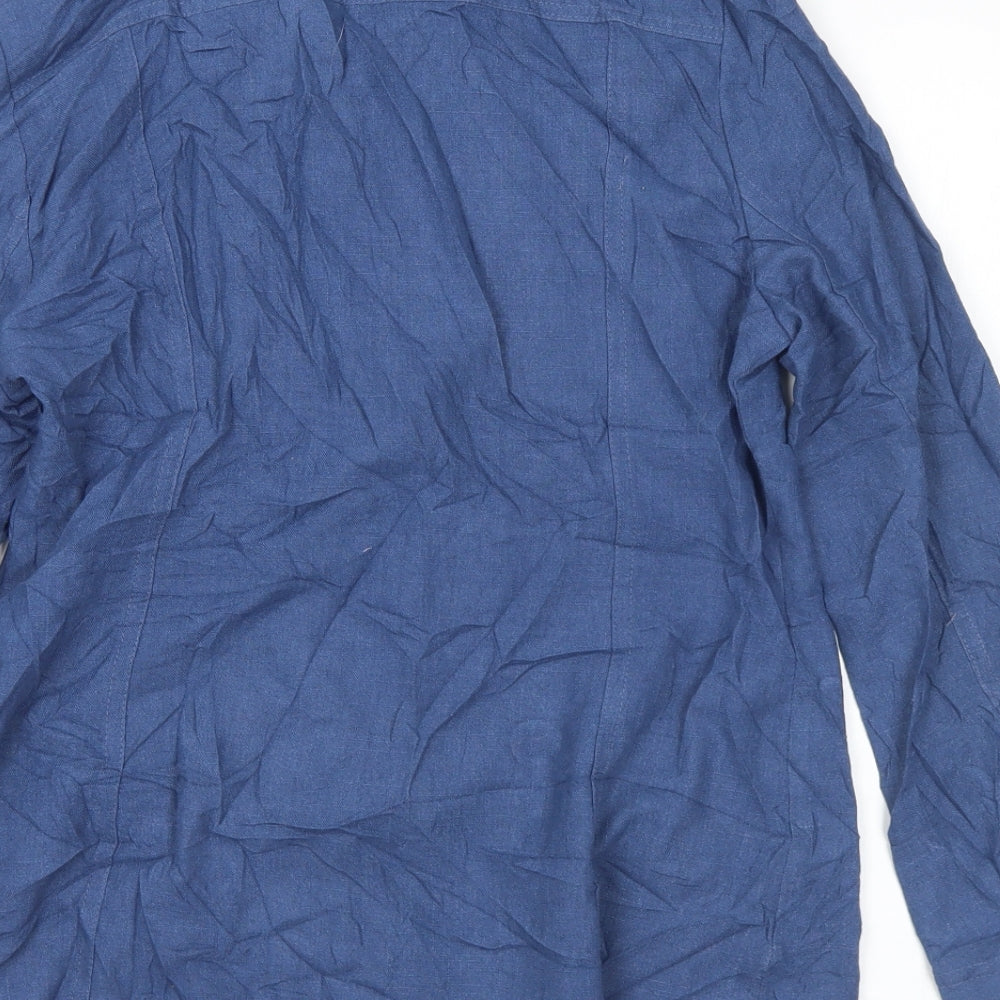 Gray Osbourn Womens Blue  Polyester Jersey Button-Up Size 10 Henley