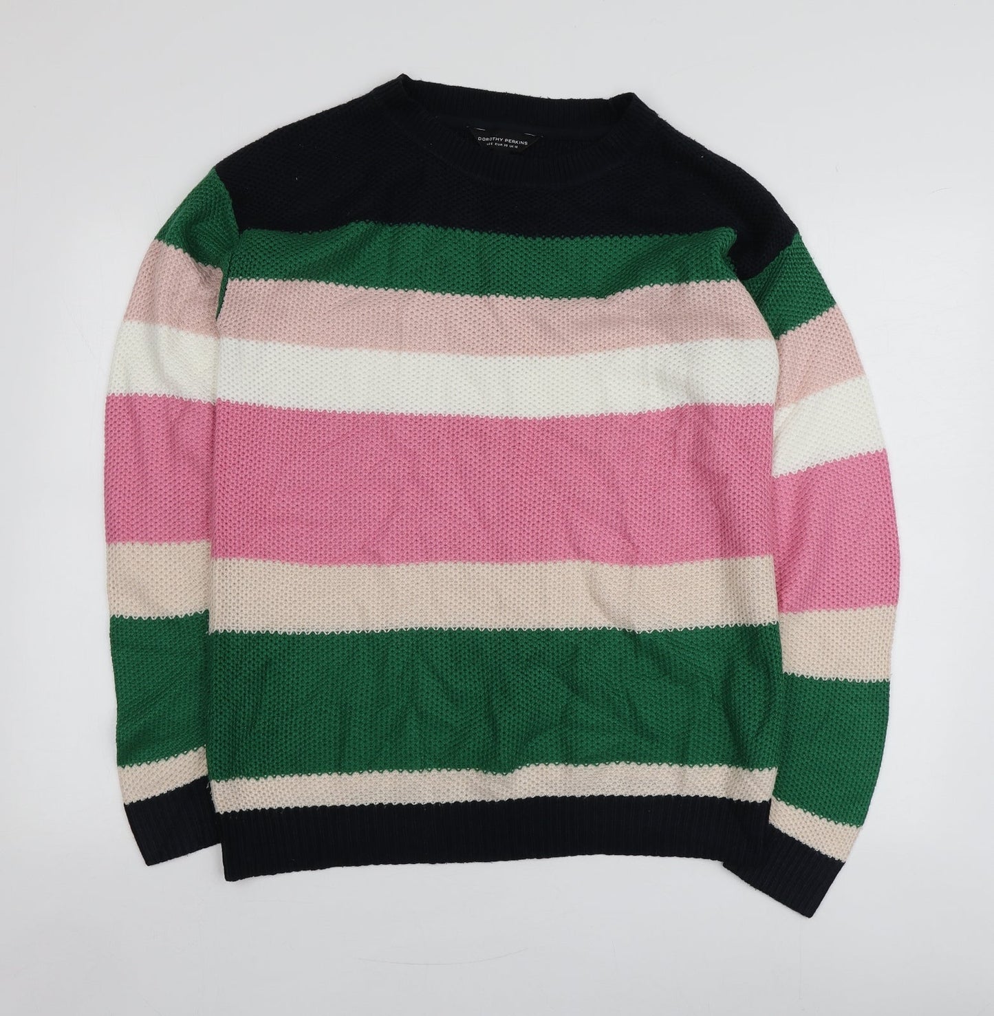 Dorothy Perkins Womens Multicoloured Round Neck Striped Acrylic Pullover Jumper Size 10