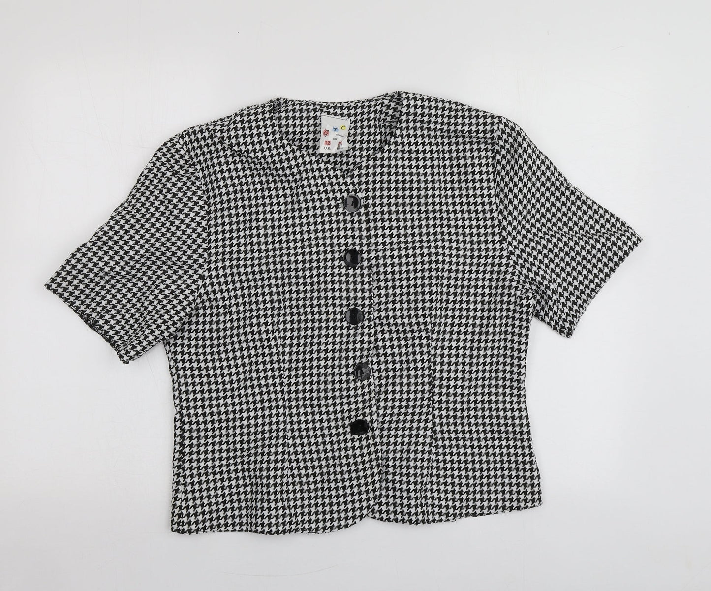 GTC Womens Black Houndstooth  Jacket Blazer Size 2