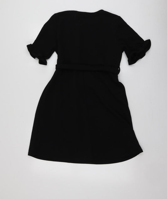 Boohoo Womens Black  Polyester Trapeze & Swing  Size 12  Round Neck
