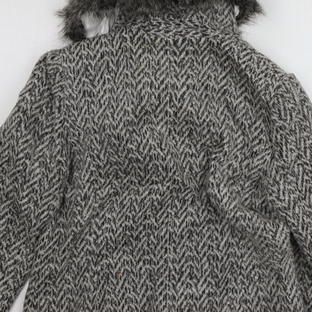 Per Una Womens Grey Geometric  Overcoat Coat Size 16