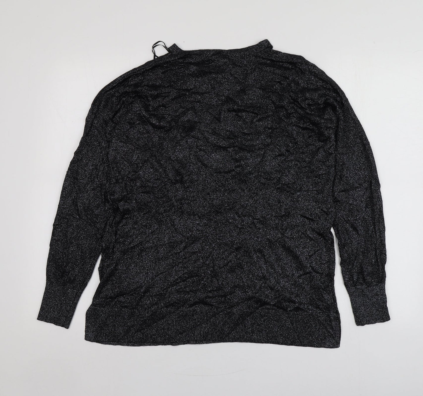Topshop Womens Black Round Neck  Viscose Pullover Jumper Size 12