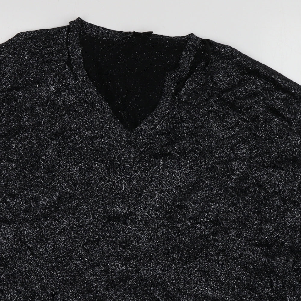 Topshop Womens Black Round Neck  Viscose Pullover Jumper Size 12