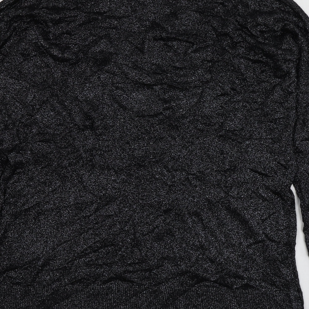 Topshop Womens Black Round Neck  Viscose Pullover Jumper Size 12