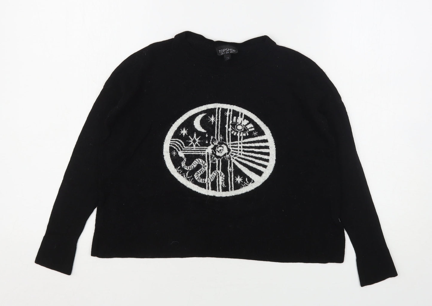 Topshop Womens Black  Viscose Pullover Sweatshirt Size 4