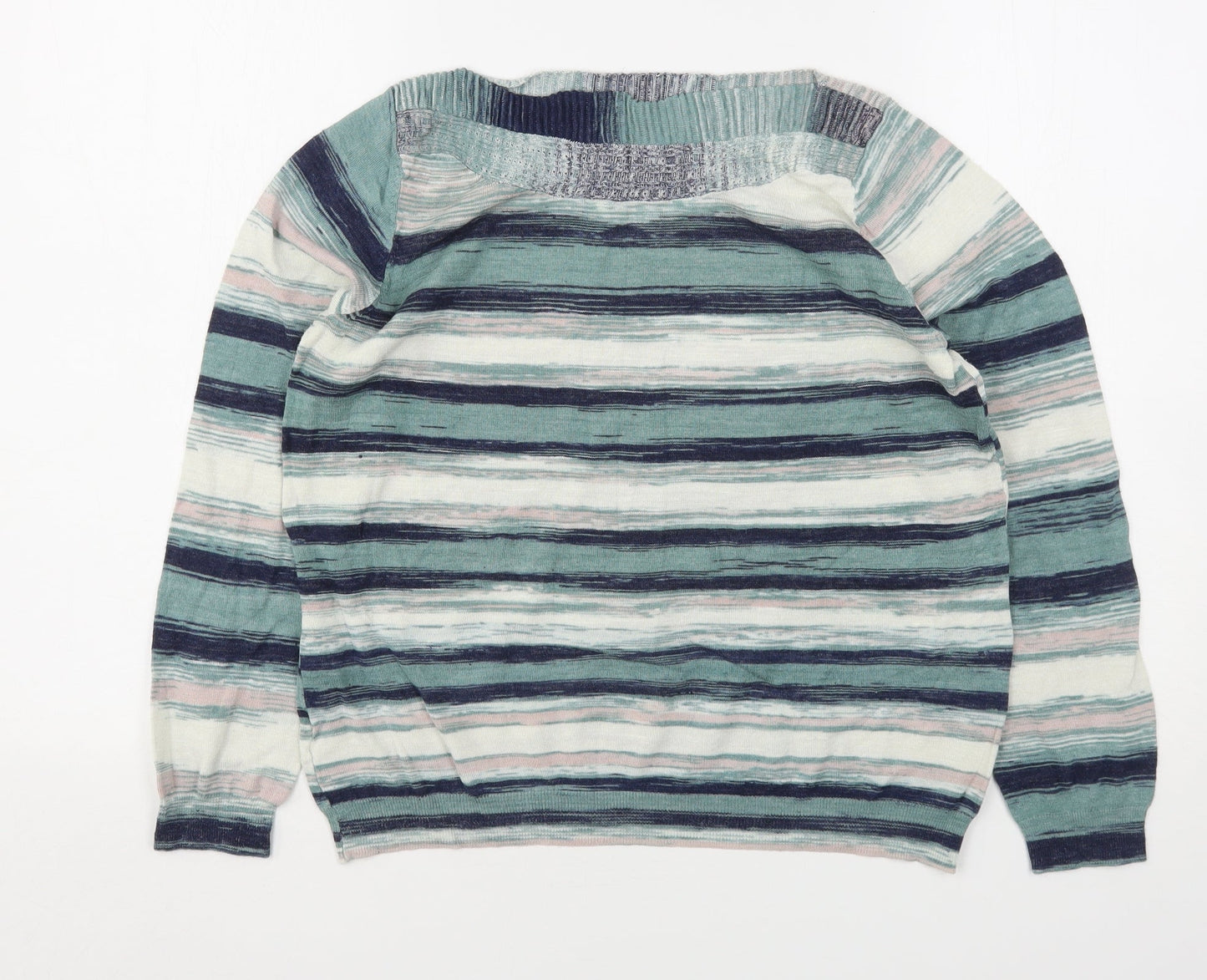 RJR.John Rocha Womens Multicoloured Boat Neck Striped Viscose Pullover Jumper Size 14