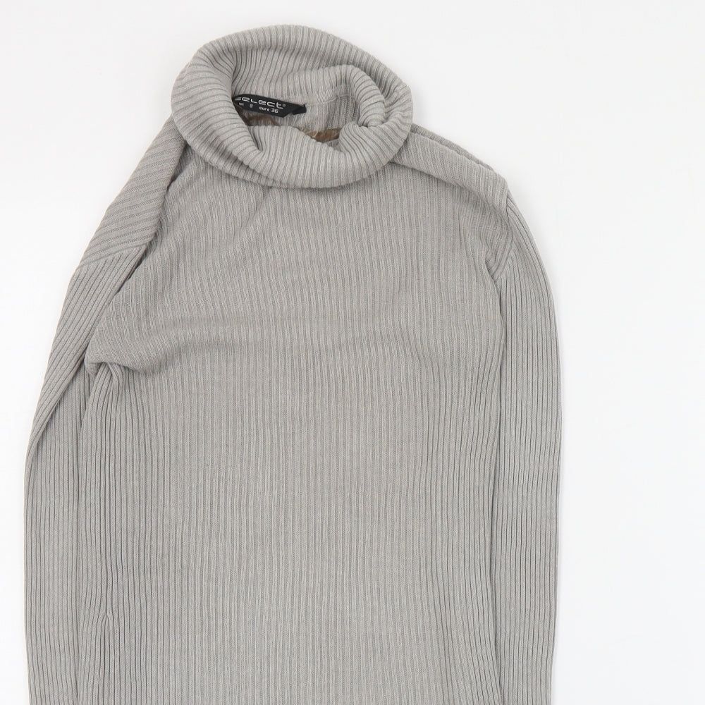 Select Womens Grey Roll Neck  Acetate Pullover Jumper Size 8