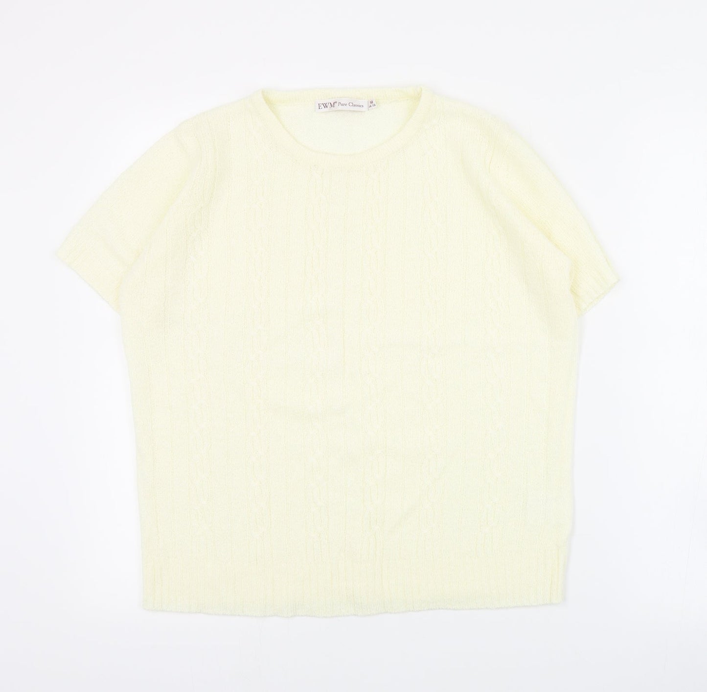 EWM Womens Ivory Round Neck  Acrylic Pullover Jumper Size M