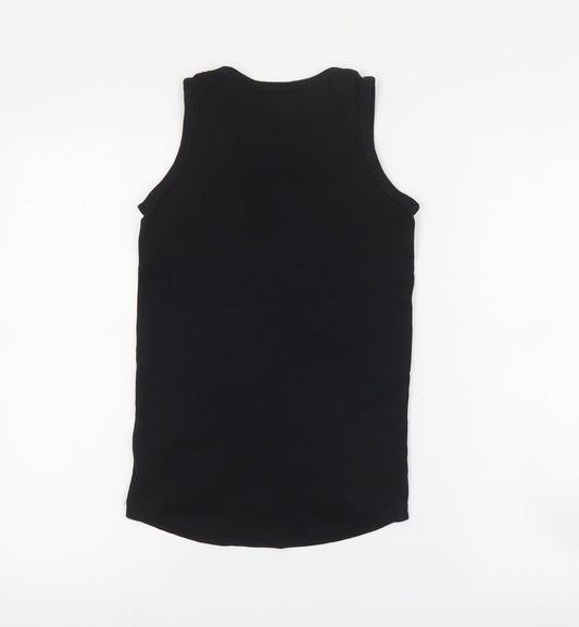 NEXT Boys Black  Cotton Basic Tank Size 8 Years Round Neck Pullover - NYC
