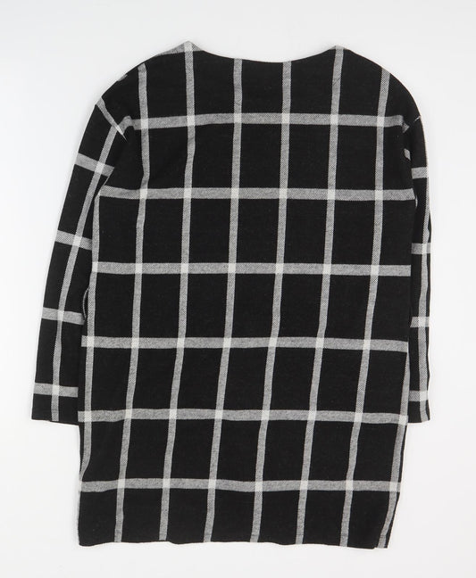 F&F Womens Black Plaid Polyester A-Line  Size 14  Round Neck Pullover