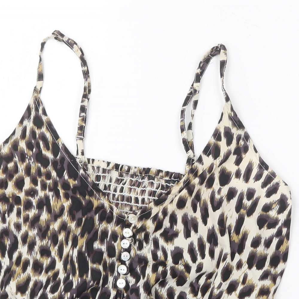 Chemistry Womens Multicoloured Animal Print Polyester Camisole T-Shirt Size 10 Square Neck