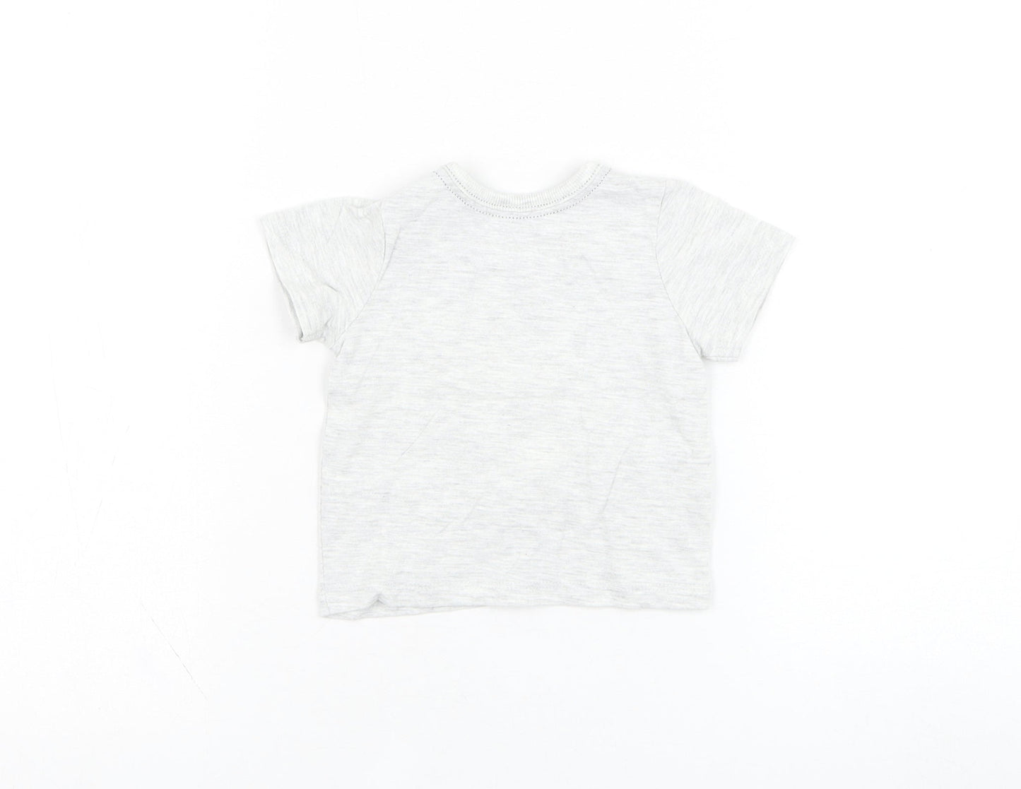 George Boys Grey  Cotton Basic T-Shirt Size 0-3 Months Round Neck Pullover - Dinosaur