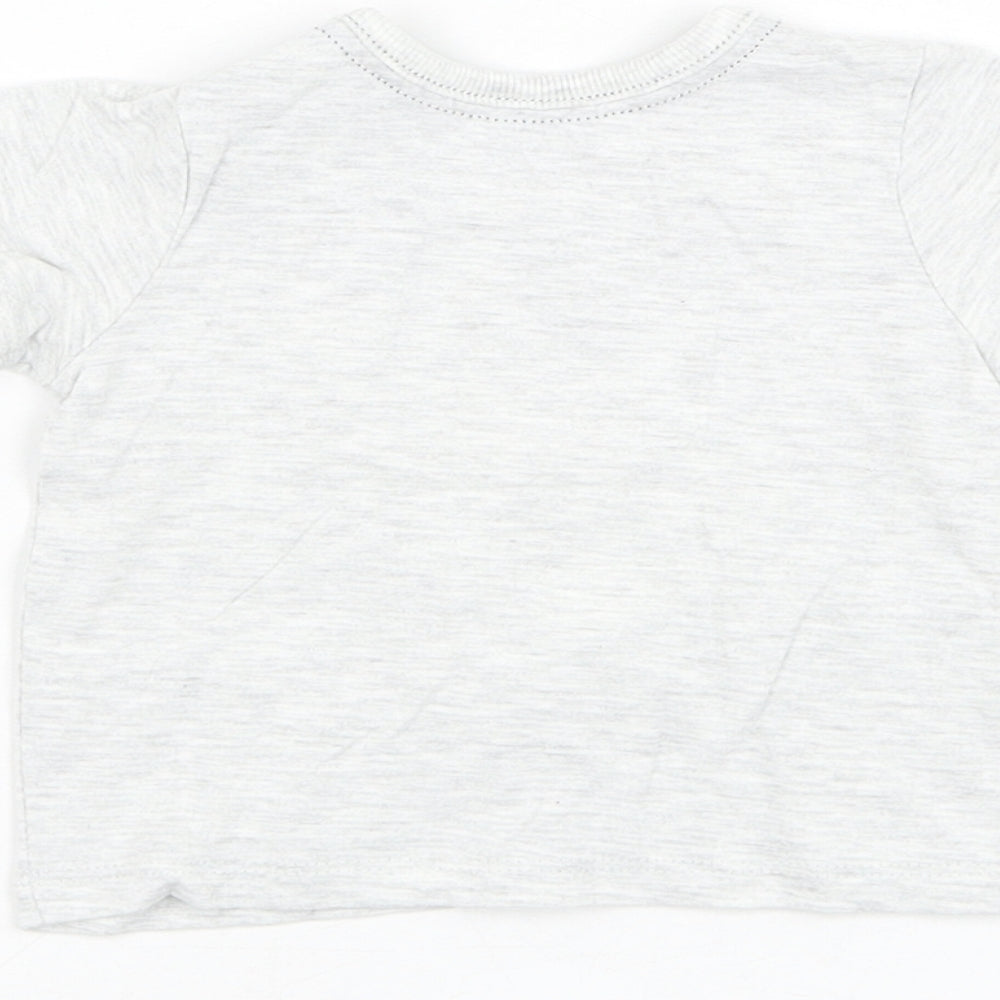 George Boys Grey  Cotton Basic T-Shirt Size 0-3 Months Round Neck Pullover - Dinosaur