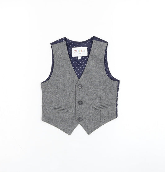 Outfit Boys Grey   Jacket Waistcoat Size 18-24 Months   Button