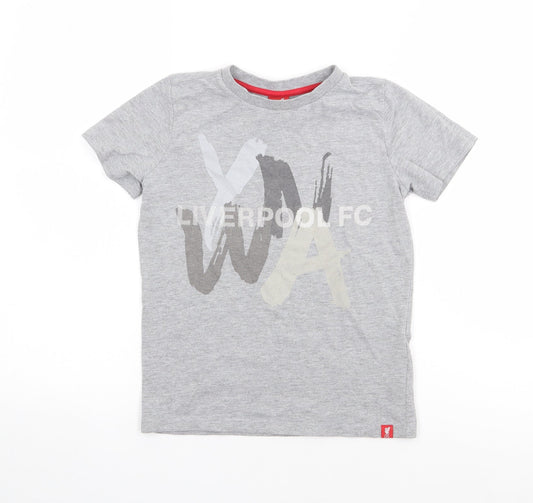 Liverpool FC Boys Grey  Cotton Jersey T-Shirt Size 7-8 Years Crew Neck Pullover