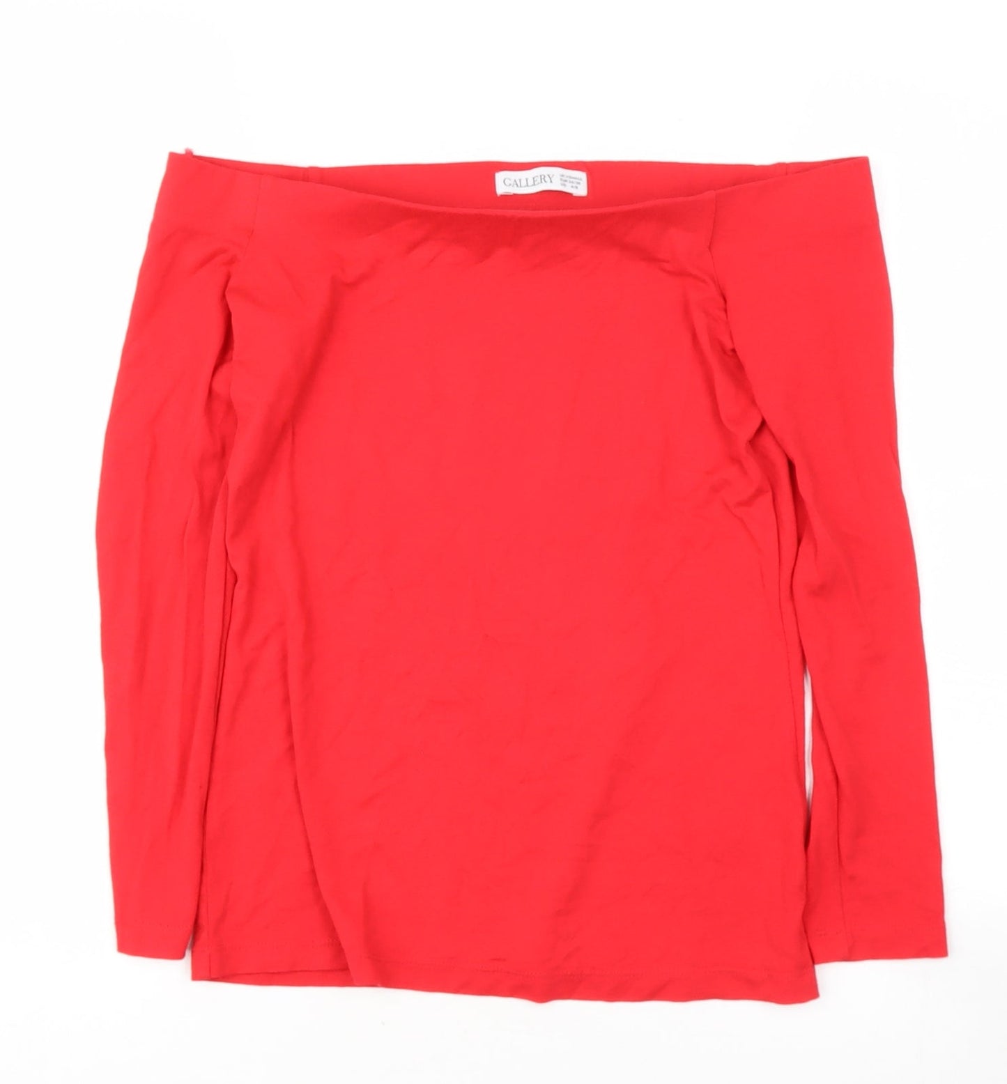 GALERY Womens Red  Viscose Basic T-Shirt Size S Off the Shoulder
