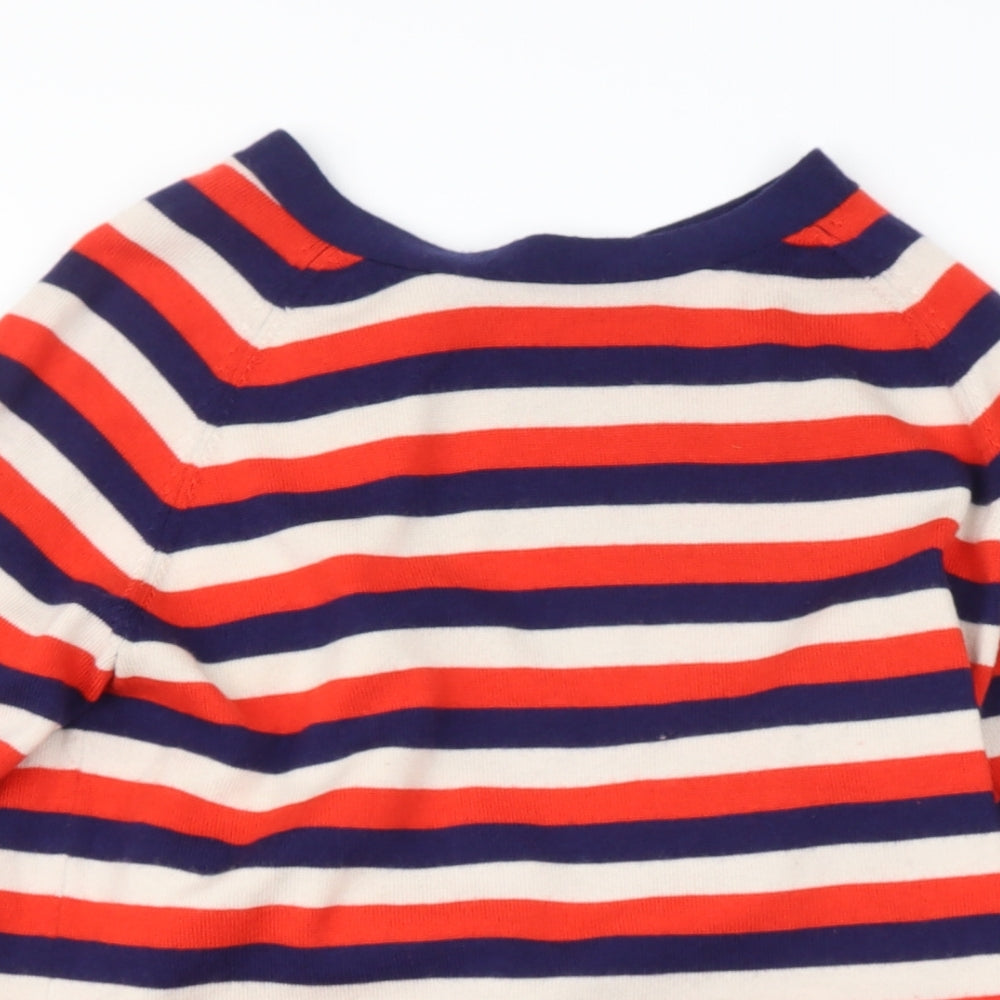 Preworn Womens Red Round Neck Striped Cotton Blend Pullover Jumper Size M