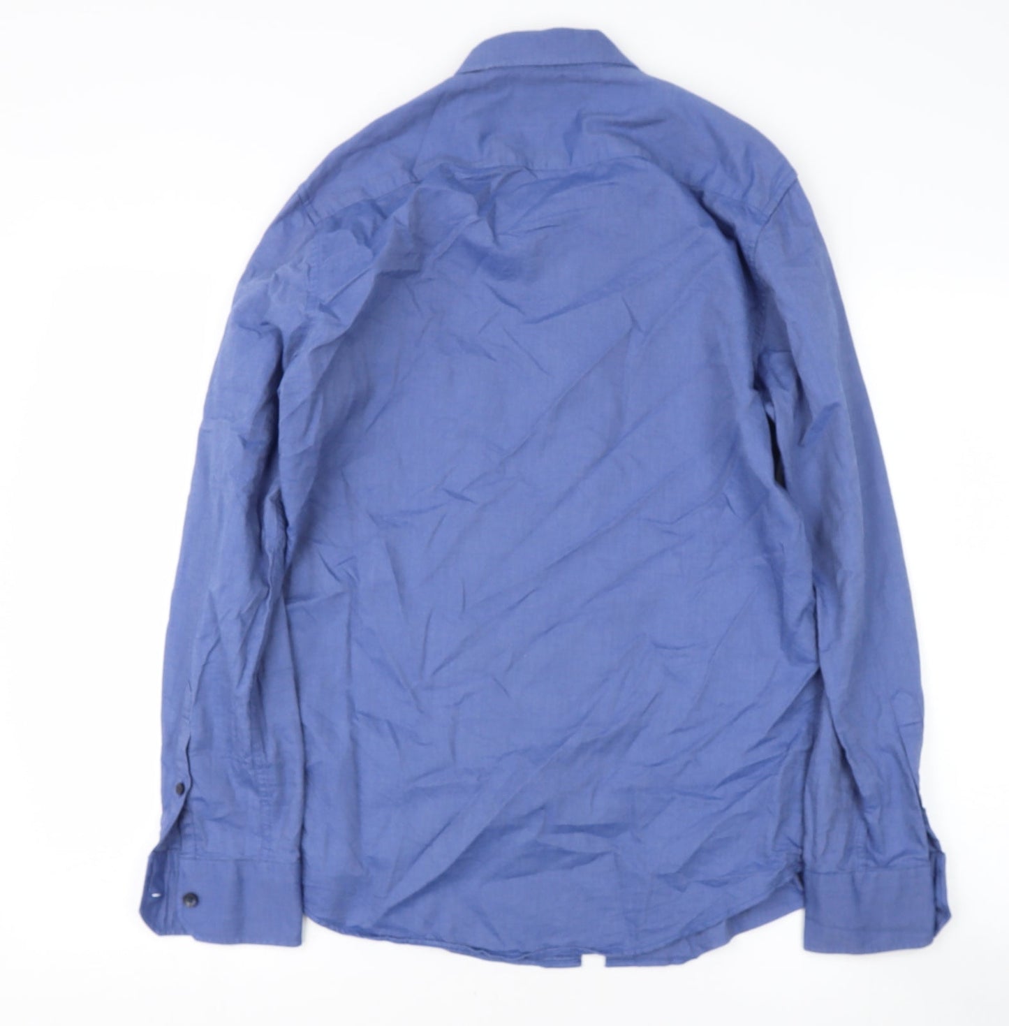 Dunnes Stores Mens Blue  Cotton  Button-Up Size M Collared