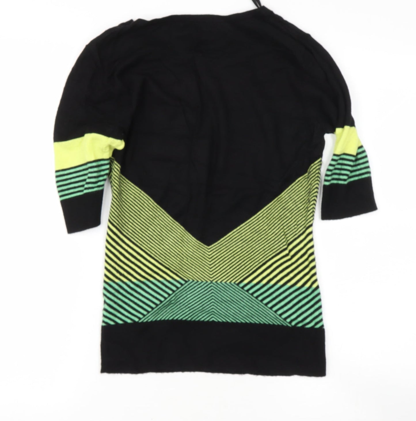 Star Womens Black Round Neck Geometric Viscose Pullover Jumper Size 10