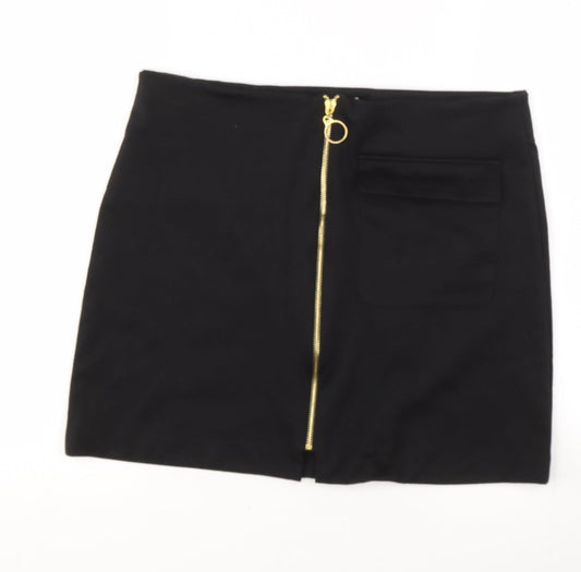 lottie Womens Black  Polyester A-Line Skirt Size 12