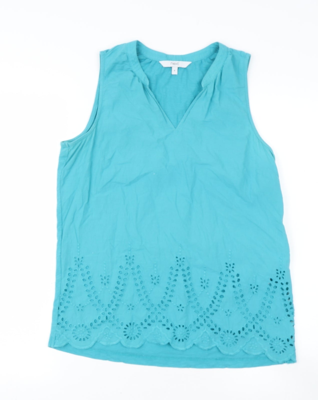 NEXT Womens Blue  Cotton Basic Blouse Size 8 V-Neck