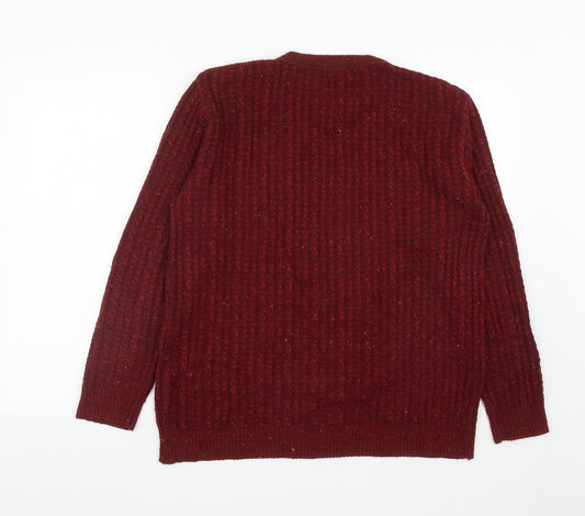 MONIQUE Mens Red Round Neck  Acrylic Pullover Jumper Size L   - Size L/XL