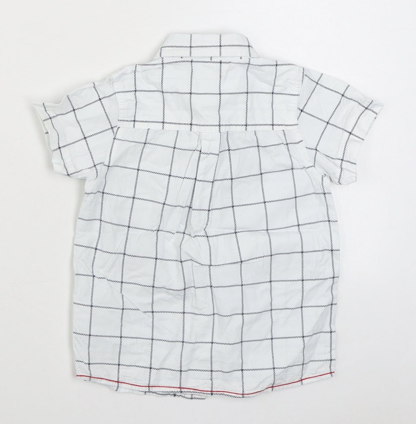 Blue Seven Boys White Check 100% Cotton Basic Button-Up Size 4 Years Collared Button