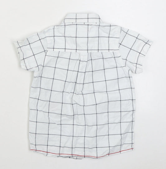 Blue Seven Boys White Check 100% Cotton Basic Button-Up Size 4 Years Collared Button