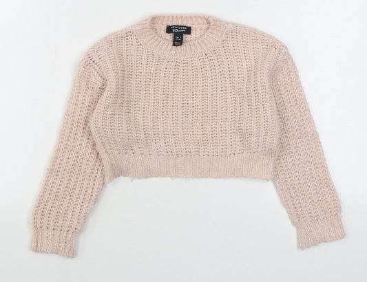 915 Generation Girls Pink Round Neck  Acrylic Pullover Jumper Size 9 Years  Pullover - Cropped