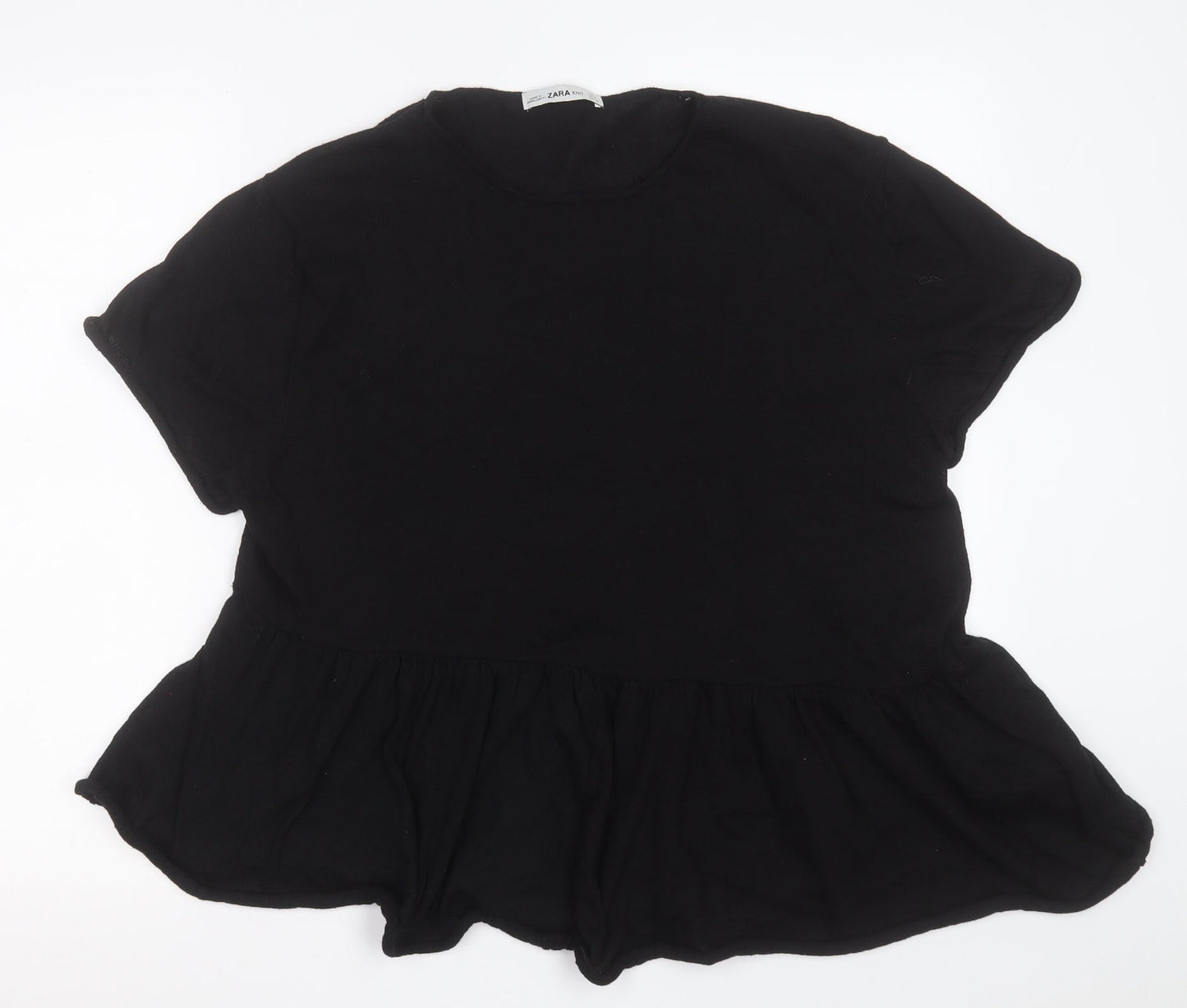 Zara Womens Black  Cotton Basic T-Shirt Size S Crew Neck