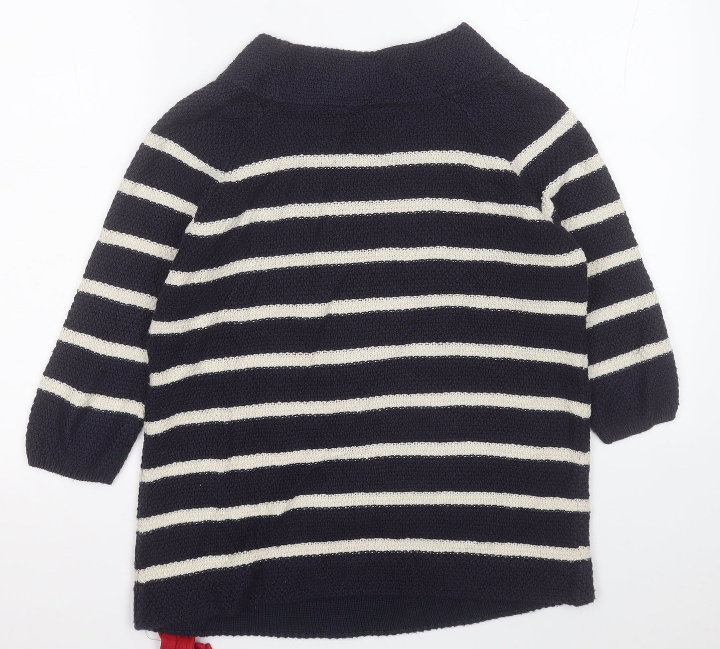 Per Una Womens Blue Crew Neck Striped Cotton Pullover Jumper Size 8